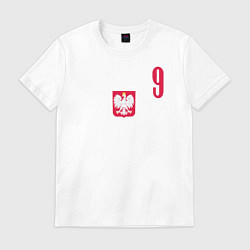 Футболка хлопковая мужская Lewandowski 9, цвет: белый
