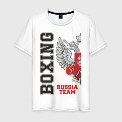 Футболка хлопковая мужская Boxing Russia двухсторонняя, цвет: белый