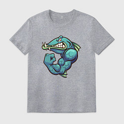 Футболка хлопковая мужская Рыба качок, цвет: меланж