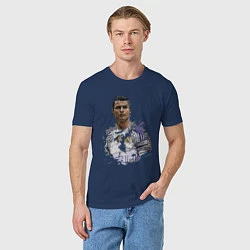Футболка хлопковая мужская Cristiano Ronaldo Manchester United Portugal, цвет: тёмно-синий — фото 2
