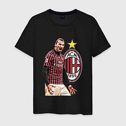 Футболка хлопковая мужская Zlatan Ibrahimovic Milan Italy цвета черный — фото 1