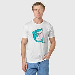 Футболка хлопковая мужская Акула, цвет: белый — фото 2