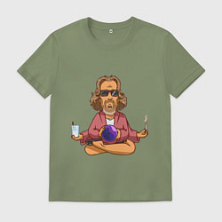 Футболка хлопковая мужская Медитация, цвет: авокадо