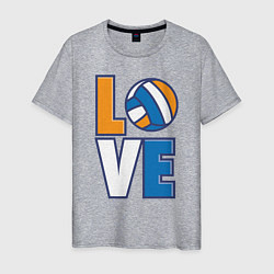 Футболка хлопковая мужская Love Volleyball, цвет: меланж