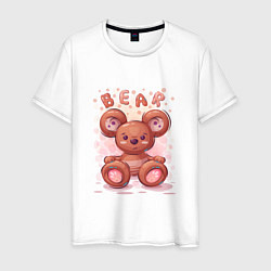 Футболка хлопковая мужская Медвежонок Bear, цвет: белый