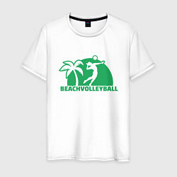 Футболка хлопковая мужская Пляжный волейбол, цвет: белый