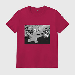 Футболка хлопковая мужская Simpsons x Nirvana, цвет: маджента