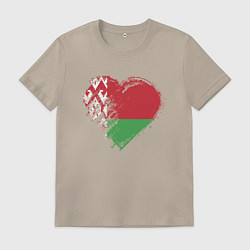 Футболка хлопковая мужская Сердце Беларуси, цвет: миндальный