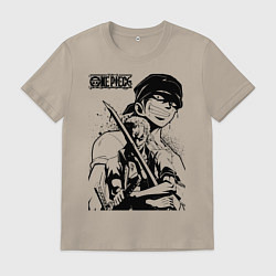 Футболка хлопковая мужская Ророноа Зоро One Piece, цвет: миндальный