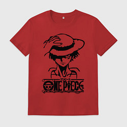 Футболка хлопковая мужская Луффи пират Соломенной шляпы, цвет: красный
