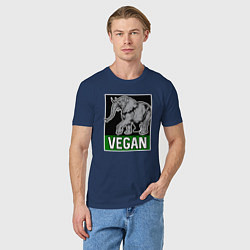 Футболка хлопковая мужская Vegan elephant, цвет: тёмно-синий — фото 2