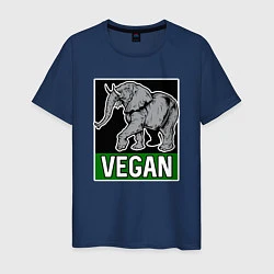 Футболка хлопковая мужская Vegan elephant, цвет: тёмно-синий