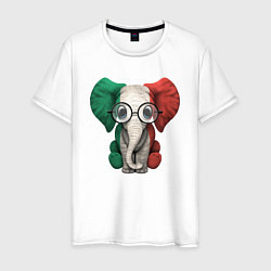 Футболка хлопковая мужская Italy Elephant, цвет: белый