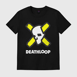 Футболка хлопковая мужская Deathloop - Skull, цвет: черный