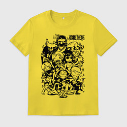 Футболка хлопковая мужская Персонажи Ван-Пис Большой куш, цвет: желтый