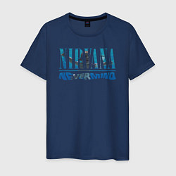 Футболка хлопковая мужская Nirvana Нирвана Рок Rock, цвет: тёмно-синий