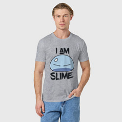 Футболка хлопковая мужская I AM SLIME, Я СЛИЗЬ, цвет: меланж — фото 2