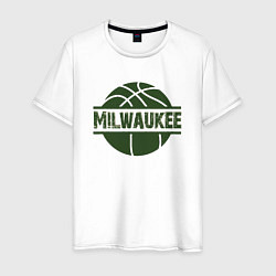 Футболка хлопковая мужская Milwaukee Ball, цвет: белый