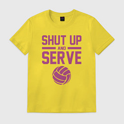 Футболка хлопковая мужская Shut Up And Serve, цвет: желтый