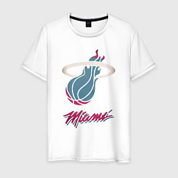 Футболка хлопковая мужская Miami Heat, цвет: белый