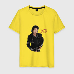 Футболка хлопковая мужская BAD Майкл Джексон, цвет: желтый