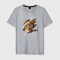 Футболка хлопковая мужская Тигр, цвет: меланж