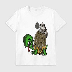 Футболка хлопковая мужская Explosive turtle, цвет: белый