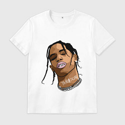 Футболка хлопковая мужская TRAVIS SCOTT ASTROWORLD Z, цвет: белый