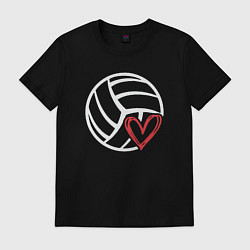 Футболка хлопковая мужская Love Volleyball, цвет: черный