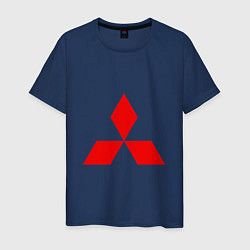 Футболка хлопковая мужская Красный логотип Митсубиси, цвет: тёмно-синий