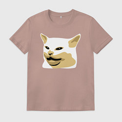 Футболка хлопковая мужская Кот Смадж Мем, цвет: пыльно-розовый