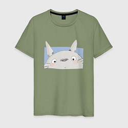 Футболка хлопковая мужская Удивленный Тоторо, цвет: авокадо