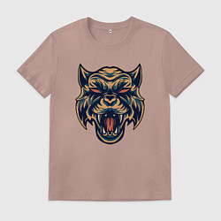 Футболка хлопковая мужская Devil Tiger, цвет: пыльно-розовый