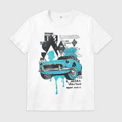 Футболка хлопковая мужская Vintage Cars, цвет: белый