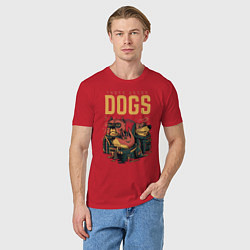 Футболка хлопковая мужская Собаки космонавты, цвет: красный — фото 2