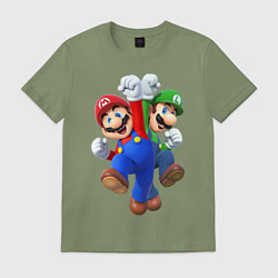 Футболка хлопковая мужская Mario Bros, цвет: авокадо