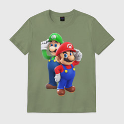 Футболка хлопковая мужская Mario Bros, цвет: авокадо