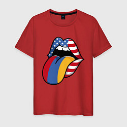 Футболка хлопковая мужская Армения - США, цвет: красный