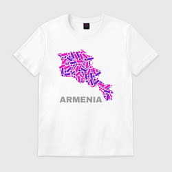 Футболка хлопковая мужская Карта - Армения, цвет: белый