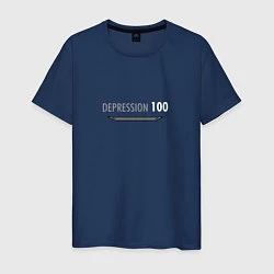 Футболка хлопковая мужская DEPRESSION 100, цвет: тёмно-синий