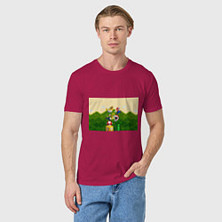 Футболка хлопковая мужская Mario Coins, цвет: маджента — фото 2