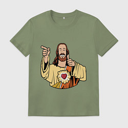 Футболка хлопковая мужская Dogma - smile Jesus like, цвет: авокадо