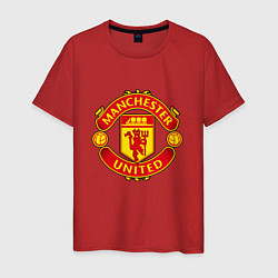 Футболка хлопковая мужская Манчестер Юнайтед логотип, цвет: красный