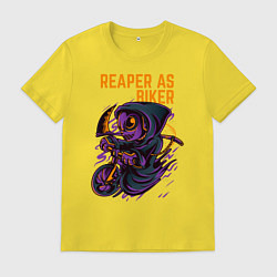 Футболка хлопковая мужская Велосипедист с косой, цвет: желтый
