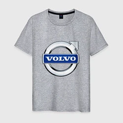 Футболка хлопковая мужская Volvo, логотип, цвет: меланж