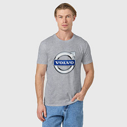 Футболка хлопковая мужская Volvo, логотип, цвет: меланж — фото 2