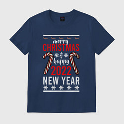 Футболка хлопковая мужская Happy 2022 NY, цвет: тёмно-синий