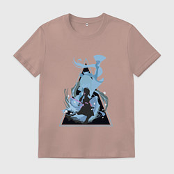 Футболка хлопковая мужская Genshin Impact AyakaАяка, цвет: пыльно-розовый
