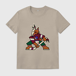 Футболка хлопковая мужская Аризона Койотис логотип, цвет: миндальный