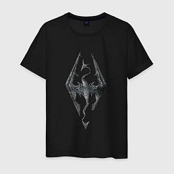 Футболка хлопковая мужская СКАЙРИМ ЛОГО SKYRIM LOGO, цвет: черный